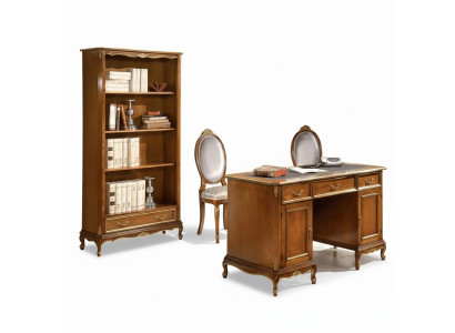 Elegante estantería de libros de escritorio de madera marrón Conjunto de muebles de oficina de 2 piezas.