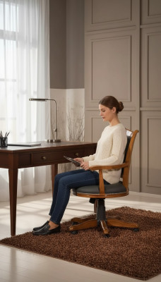 Moderno sillón de oficina, muebles de oficina con estructura de madera de diseño clásico.