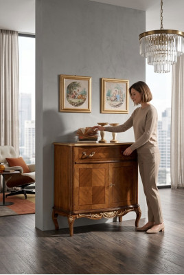Marrón Clásico Cómoda Sala de estar Muebles de madera Decoración Aparador