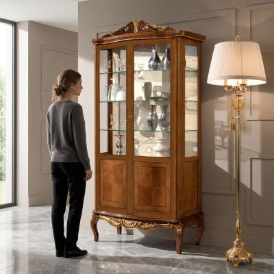 Vitrina de lujo Muebles extravagantes Armario Vitrinas de cristal Madera Armarios