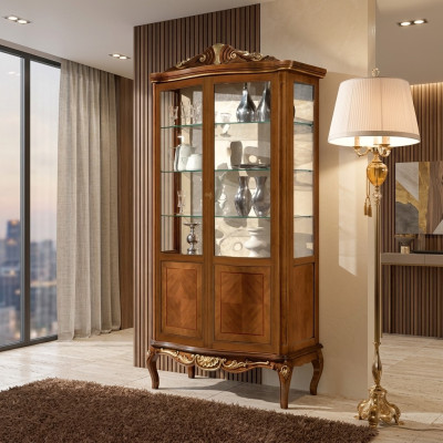 Vitrina de lujo Muebles extravagantes Armario Vitrinas de cristal Madera Armarios