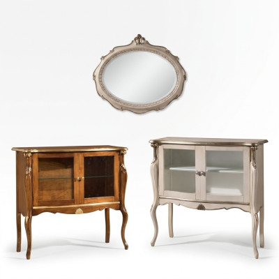 Vitrina de vidrio clásica de lujo Mesa de almacenamiento Muebles de sala de madera