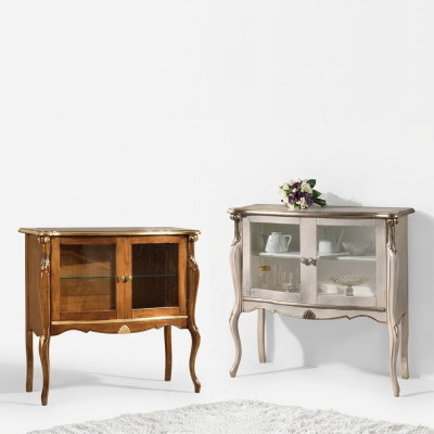 Clásico lujo vitrina sala de estar muebles de madera vitrina diseño muebles