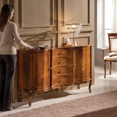 Cómoda con cajones de madera marrón aparador mueble de diseño clásico Cómoda