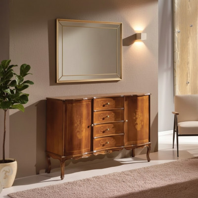 Cómoda con cajones de madera marrón aparador mueble de diseño clásico Cómoda