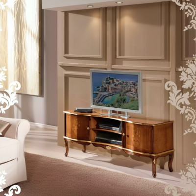 Clásico soporte de TV de madera maciza RTV muebles de diseño de sala de estar con estilo
