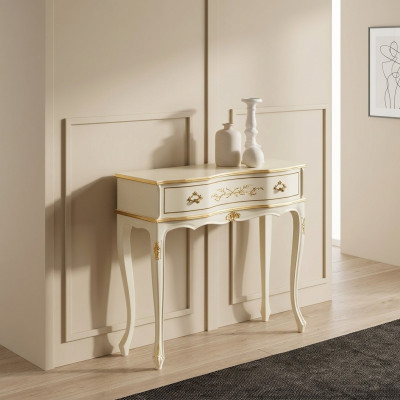 Mesa auxiliar blanca clásica consola de madera diseño de dormitorio