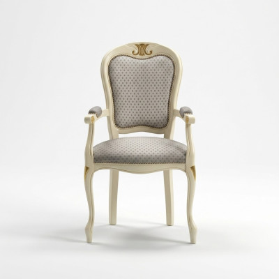 Sillón de lujo con tapizado blanco y apoyabrazos para la sala de estar.
