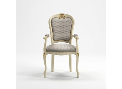 Sillón de lujo con tapizado blanco y apoyabrazos para la sala de estar.