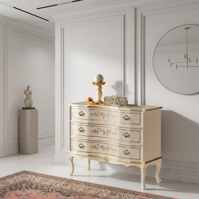 Cómoda clásica con 3 cajones diseño de madera auténtica mueble de sala de estar