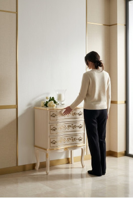 Cómoda blanca clásica, mueble de madera para sala de estar, armario de almacenamiento nuevo.