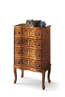 Cómoda clásica de cuatro puertas de madera marrón, muebles de salón nuevos y modernos.