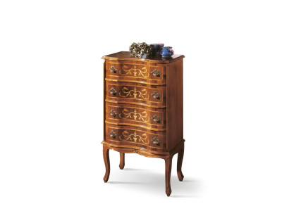 Cómoda clásica de cuatro puertas de madera marrón, muebles de salón nuevos y modernos.