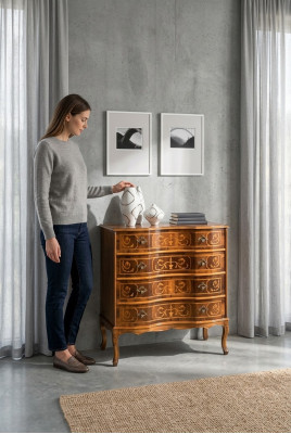 Cómoda clásica 4 cajones Muebles de madera Sala de estar Dormitorio Nuevo