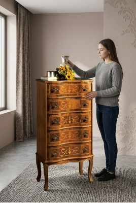 Cómoda alta clásica marrón muebles de almacenamiento diseño salón