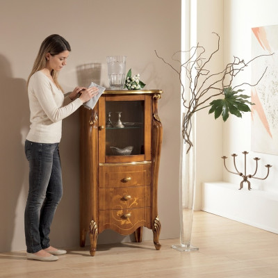 Clásica vitrina marrón para el comedor muebles de lujo aparador cómoda de madera.