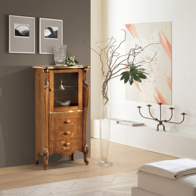 Clásica vitrina marrón para el comedor muebles de lujo aparador cómoda de madera.