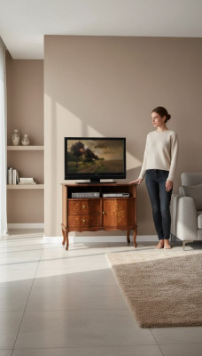 Soporte de TV clásico Cómoda de lujo con cajones Muebles de salón de madera.