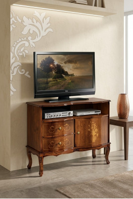 Soporte de TV clásico Cómoda de lujo con cajones Muebles de salón de madera.