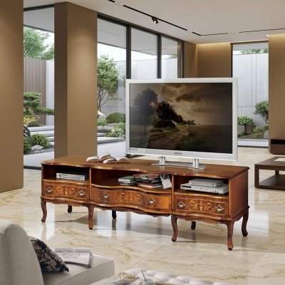 Estantería de televisión, cómoda de diseño de muebles de madera clásica soporte para televisión, muebles, cómodas.