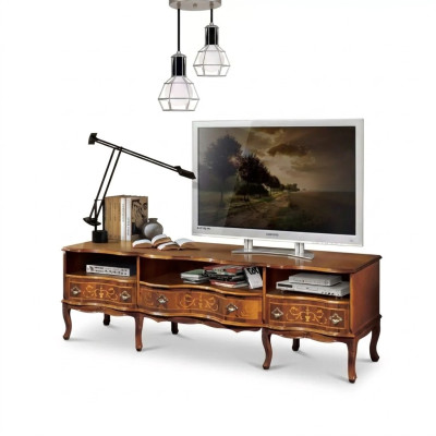 Estantería de televisión, cómoda de diseño de muebles de madera clásica soporte para televisión, muebles, cómodas.