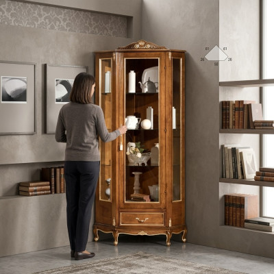 Vitrina de alta calidad de madera marrón de lujo muebles clásicos.