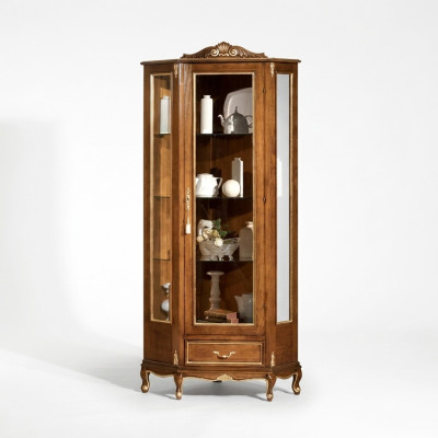 Vitrina de alta calidad de madera marrón de lujo muebles clásicos.