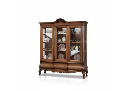 Vitrina de sala de estar, muebles clásicos de madera con cajones a medida, vitrina.
