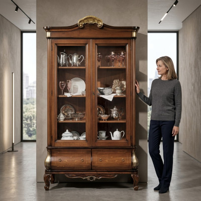 Lujo Vitrina Muebles extravagantes Armario Vitrinas Vidrio Madera Armarios Nuevo