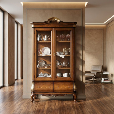 Lujo Vitrina Muebles extravagantes Armario Vitrinas Vidrio Madera Armarios Nuevo
