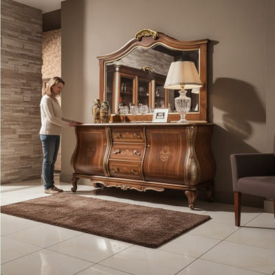 Alta calidad lujoso clásico aparador de salón de madera marrón 200x53x100