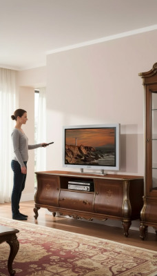 Marrón estante de televisión rtv Aparador Sala de estar Muebles de madera Soporte Cómoda