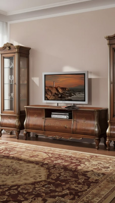 Marrón estante de televisión rtv Aparador Sala de estar Muebles de madera Soporte Cómoda