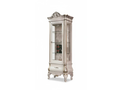 Lujo armario de madera con vidrio Muebles blancos clásicos Armario vitrinas