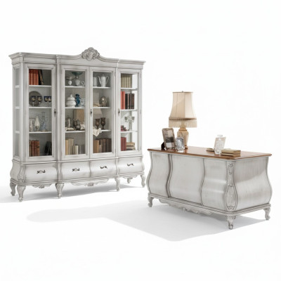 Muebles de oficina blancos escritorio estantería de libros mesa de lujo estante equipamiento