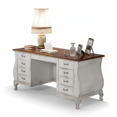 Escritorio blanco clásico, muebles de oficina de mesa de escritorio 180x80