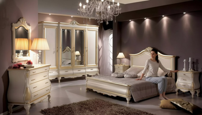 Conjunto de dormitorio cama 2 mesitas de noche armario ropero cómoda espejo