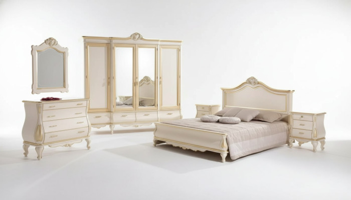 Conjunto de dormitorio cama 2 mesitas de noche armario ropero cómoda espejo