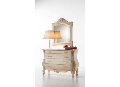 Cómoda de lujo Espejo Clásico Blanco Muebles de dormitorio Armarios Cómodas