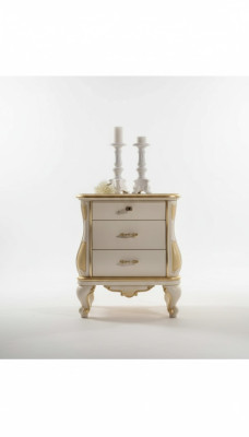 Mesa de noche de diseñador moderno en madera blanca en el dormitorio muebles clásicos