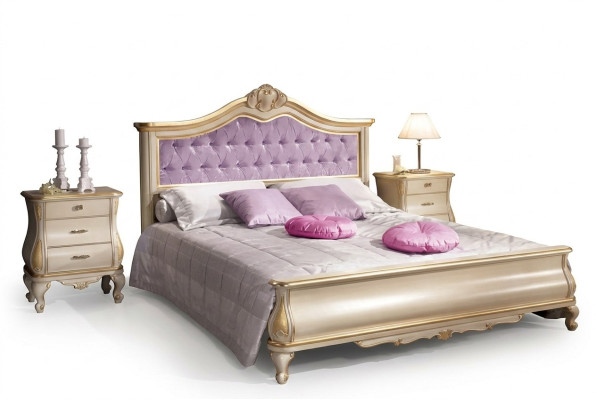 Diseño de cama Cama doble Chesterfield de lujo para dormitorio Muebles de madera Cama