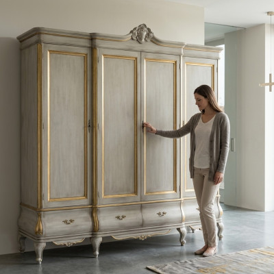 Armario de lujo blanco de madera maciza muebles de dormitorio armarios armario