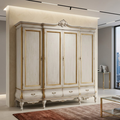 Armario de lujo blanco de madera maciza muebles de dormitorio armarios armario