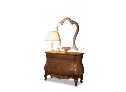Cómoda con espejo para dormitorio de lujo, juego de muebles clásicos de madera de 2 piezas