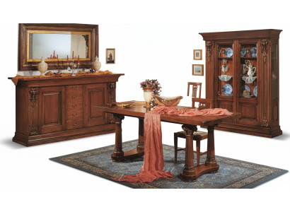 Juego de comedor Mesa de comedor Cómoda Vitrina Espejo Muebles clásicos de lujo