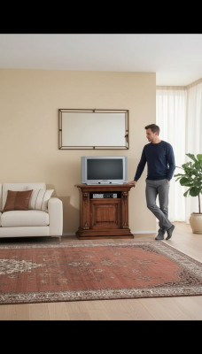 Mueble de TV clásico de madera. Aparador de TV para la sala de estar, cómoda RTV.