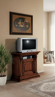 Mueble de TV clásico de madera. Aparador de TV para la sala de estar, cómoda RTV.