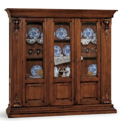 Vitrina de cristal Armario de madera Credenza clásica Muebles Estantes Armario de madera maciza