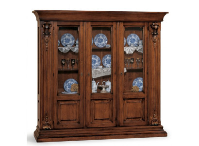 Vitrina de cristal Armario de madera Credenza clásica Muebles Estantes Armario de madera maciza