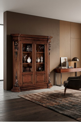 Madera maciza Marrón estantería Sala de estar Muebles Marrón Lujo Armario